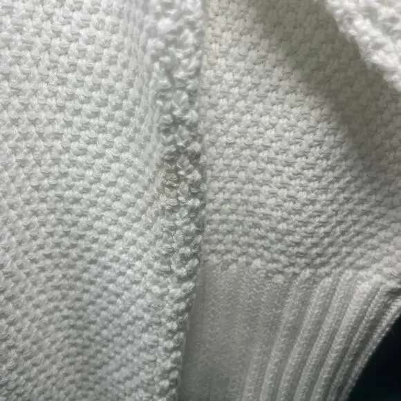 L.L.Bean Sweater Cardigan White Honeycomb Knit Chunky Spring Cottagecore M - Picture 3 of 7